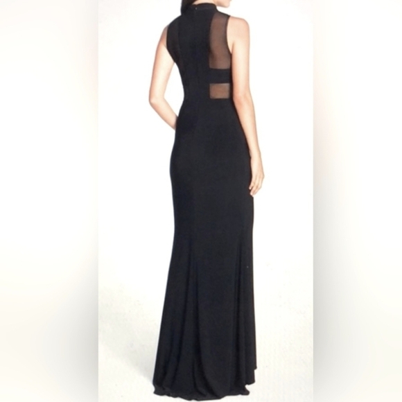 Betsy & Adam Mock Neck Mesh Illusion Gown - Size 10 - Picture 3 of 13